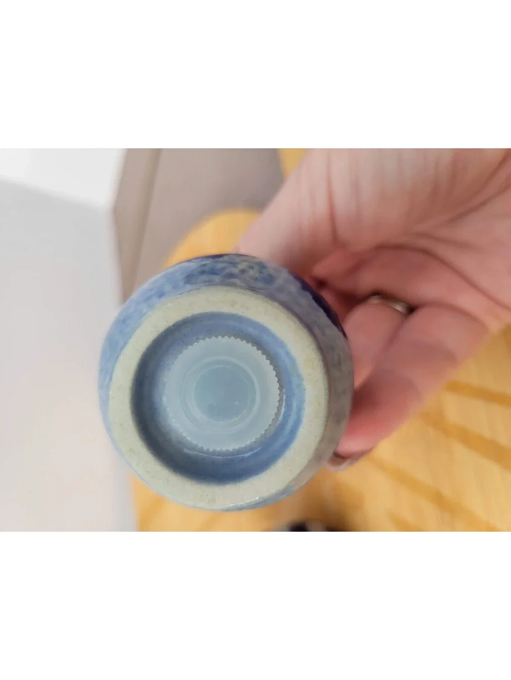 Blue Ceramic Salt Pepper Shakers Set Of 2 Small Brush Swirl Traditional Kitchen